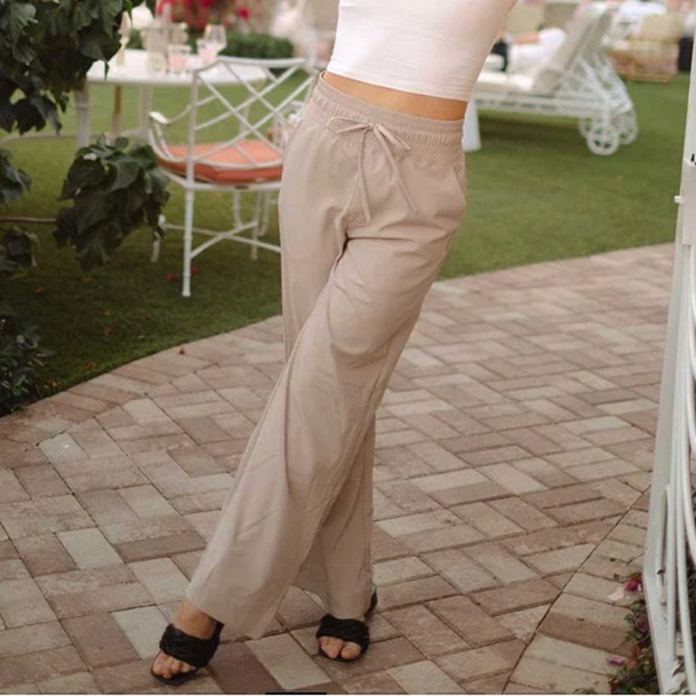 Albion Fit Audrey Wide Leg Tan Pants